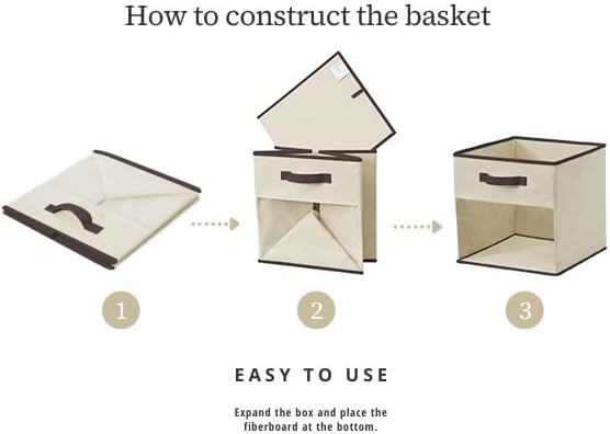 DECOMOMO Kallax Storage Cubes, 13x15x13 Storage Cube Bins with Window, Baskets for Organizing Shelves (Kallax / 4pcs, Beige)