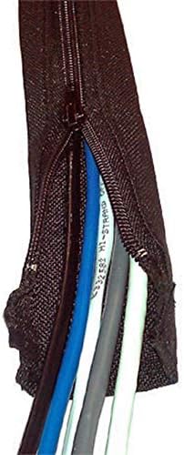 Electriduct 3/4" Zipper Sleeve Braided Wrap Flexible Cable Management Wire Cover Cord Organizer - 5 Feet - Black (Pack of 10)