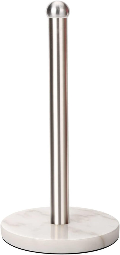 Heavy Weighted Paper Towel Holder, Easy One-Handed Design for Kitchen Stand, Sturdy Base for Standard and Mega Rolls (Silver Brushed)