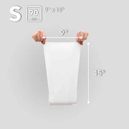 BOS Odor-Sealing Kitchen, Home & Food Small Trash Bags for Waste- Disposable Bags - Scent & Smell Free (90 Bags) [Size S, Color White] ★Brand-new packaging!