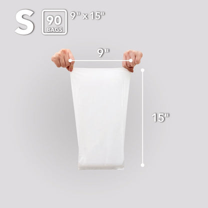 BOS Odor-Sealing Kitchen, Home & Food Small Trash Bags for Waste- Disposable Bags - Scent & Smell Free [Size S, Color White] (90 count, Pack of 2) (180 Bags)★Brand-new packaging!