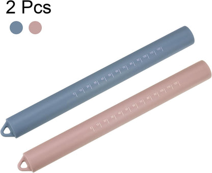 Harfington 2pcs Silicone Rolling Pin 10" Stainless Silicone Surface Non-Stick Stainless Steel Inner Core Dough Roller Kitchen Roller for Baking