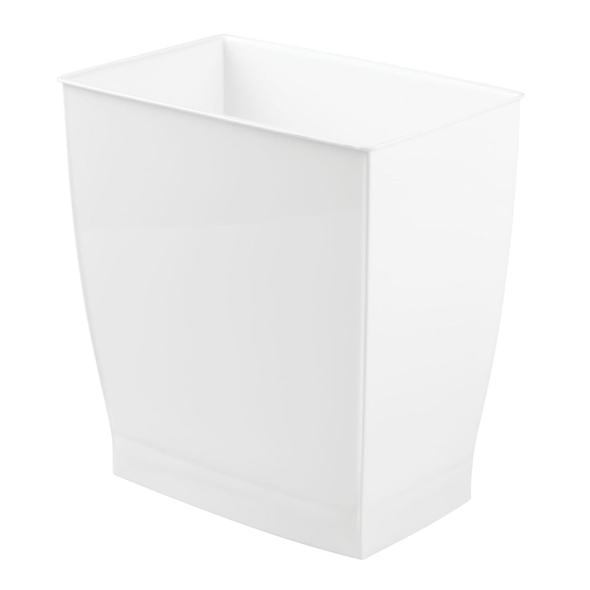 iDesign,Plastic Spa Rectangular Trash, Waste Basket Garbage Can for Bathroom, Bedroom, Home Office, Dorm, College, 2.5 Gallon, White
