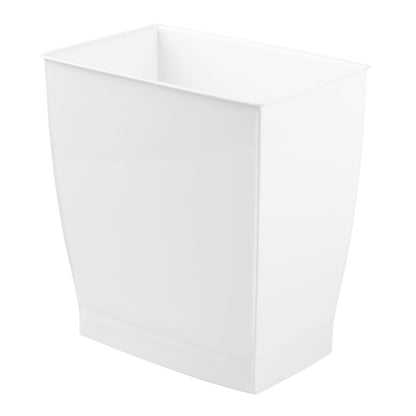 iDesign,Plastic Spa Rectangular Trash, Waste Basket Garbage Can for Bathroom, Bedroom, Home Office, Dorm, College, 2.5 Gallon, White