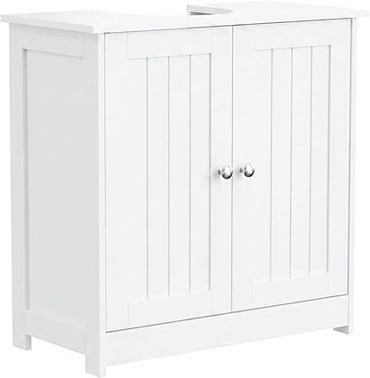 Bonnlo Pedestal Sink Storage Cabinet with 2 Doors Traditional Under Sink Cabinet Bathroom Space Saver Organizer with Adjustable Shelf White 23 5/8" W x 11 7/16" D x 23 5/8" H