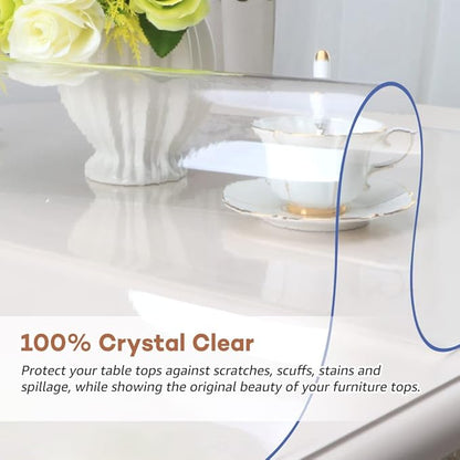 RostiKong 20 x 72 Inch Clear PVC Table Protector Cover Mat 6ft Rectangular Marble Soft Glass Coffee Office Dining Table Cover Plastic Tablecloth for Sofa Kitchen Table Media Stand Wipeable Waterproof