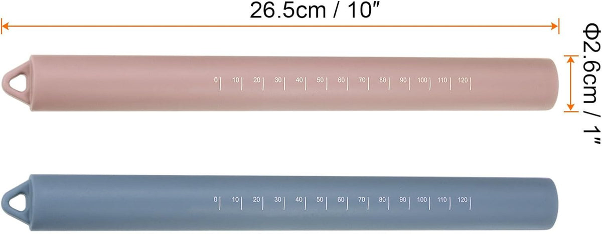 Harfington 2pcs Silicone Rolling Pin 10" Stainless Silicone Surface Non-Stick Stainless Steel Inner Core Dough Roller Kitchen Roller for Baking