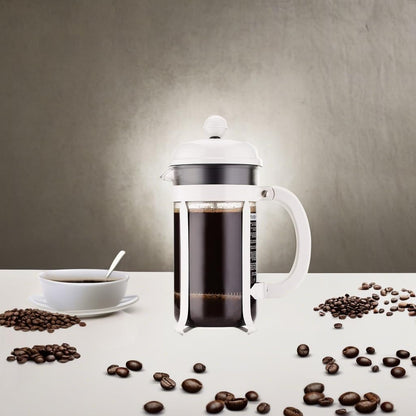 Bodum 34oz Chambord French Press Coffee Maker, High-Heat Borosilicate Glass, Stainless Steel, White – Made in Portugal