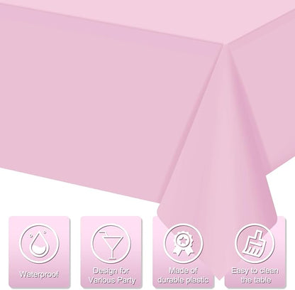 16 Pack Light Pink Plastic Tablecloth for Rectangle Tables, Premium Decorative Pastel Pink Disposable Table Cloths for Parties, Rectangle Party Table Cover for Birthday Wedding Anniversary, 54x108Inch