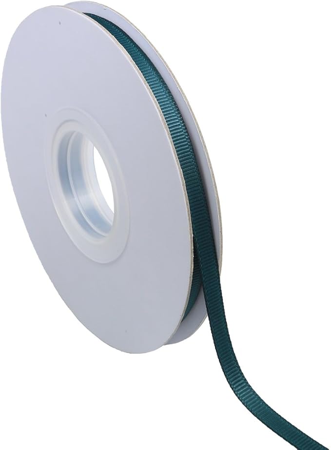 Ribbonitlux 1/4" Wide Solid Grosgrain Ribbon 25 Yards (347-Teal）, Set for Gift Wrapping, Party Decor, Sewing Applications, Wedding and Craft