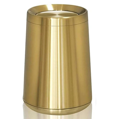 8L / 2.1Gal Gold Brushed Stainless Steel Trash Can with Swing Cover,Gold Bathroom Trash can ，Decorative Garbage Can for Bathroom, Living Room, BedroomOffice, Hotel, RV (32A gold-8L)