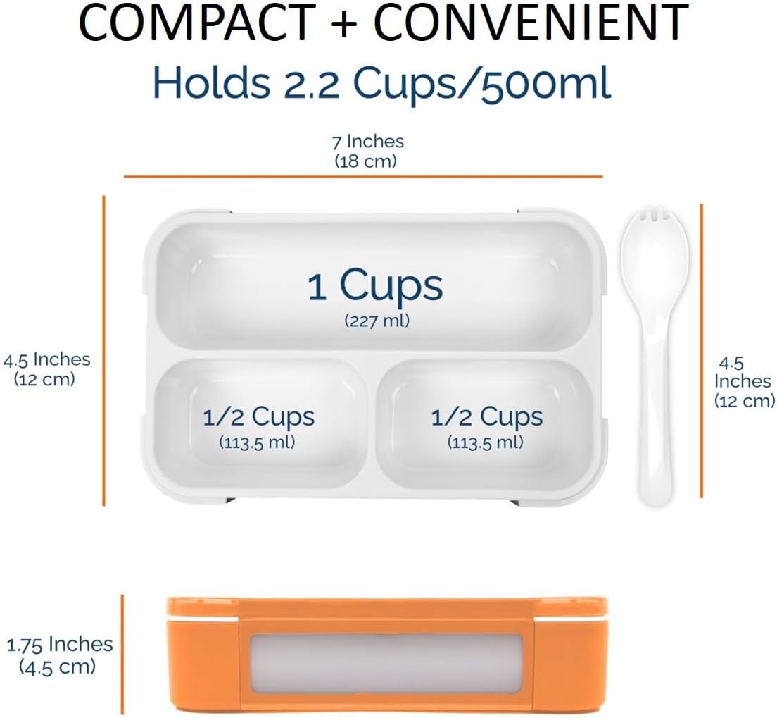 Snack Containers - Mini Bento Box, Small Lunch Boxes for Kids Toddlers Boys Girls, Leakproof 3 Compartment Containers for Meal or Snacks