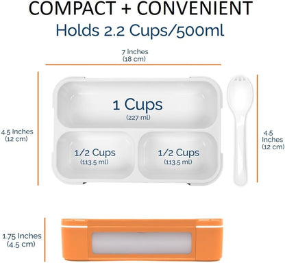 Snack Containers - Mini Bento Box, Small Lunch Boxes for Kids Toddlers Boys Girls, Leakproof 3 Compartment Containers for Meal or Snacks
