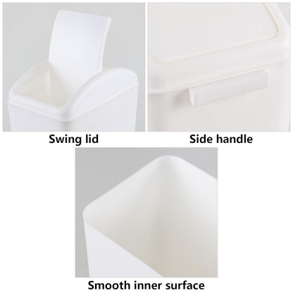 4.5 Gallon Plastic Swing Top Garbage Can, Swing Lid Trash Bins, White, 3-Pack