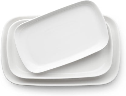 Dowan Serving Platters and Trays for Wedding Decor, 16"/14"/12" Serving Dishes for Entertaining, White Porcelain Plates Set of 3