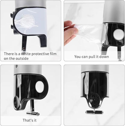 2 Chamber Wall Mounted Bathroom Shower Pump Dispenser and Organizer-Holds Shampoo, Soap, Conditioner, Shower Gel, for Bathroom Kitchen Hotel (Black 2 Chamber)