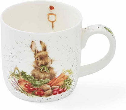 Royal Worcester Wrendale Designs 14 oz Mug, Grow Your Own with Bunny Illustration - Floral Animal Mug for Cottagecore Kitchens - Microwave, Dishwasher, Freezer Safe Fine Bone China Drinkware