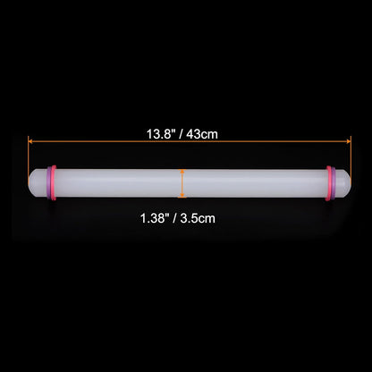 HARFINGTON 2pcs Fondant Rolling Pin with Rings PP 43cm x 3.5cm Non Stick for Baking, White