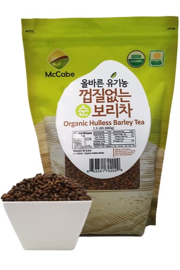 McCabe Organic Hulless Barley Tea - Roasted Hulless Barley Tea | USDA and CCOF Certified | Product of USA | 1.5 lbs (24 Oz) Pack of 3