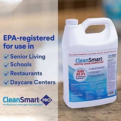 CleanSmart Hospital Grade Disinfectant, Kills 99.9% of Viruses and Bacteria, Hypochlorous Acid Technology, EPA Registered, 4 Gallons (HOCL)