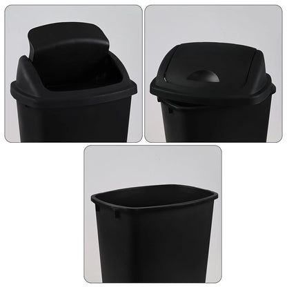 6 Gallon Plastic Garbage Cans with Swing Lid, 4-Pack Swing Lid Trash Bins, Black