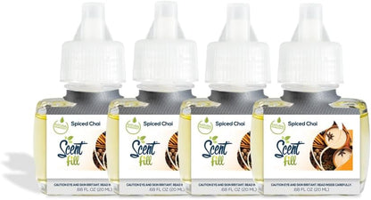 Scent Fill Spiced Chai Plug in Air Freshener, 4 Scented Oil Refills