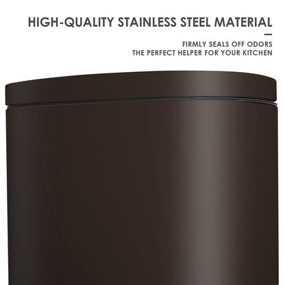AthLike Trash Can, Stainless Steel Kitchen Garbage Can, Step Waste Bin with Hinged Lid and Removable Inner Bucket, Soft-Close, Dustbin for Bathroom Bedroom Living Room Home (Brown, 8 Gal)