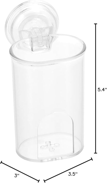 iDesign Plastic Suction Tumbler Cup and Bathroom Organizer for Mirror or Shower Storage – 3" x 3.5" x 4.5", Clear