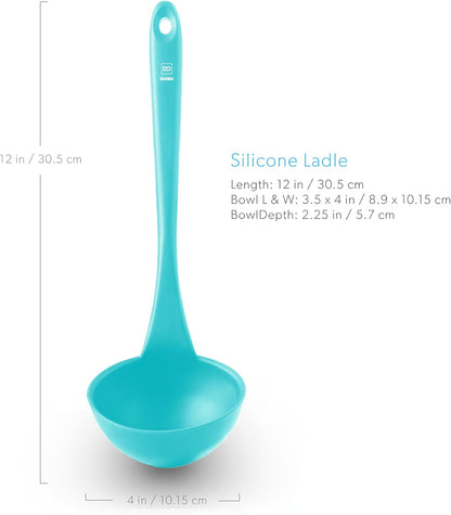 DI ORO Silicone Ladle - Heat-Resistant Large Kitchen Soup Spoon for Cooking & Serving - Nonstick Cookware Safe With Wide Bowl