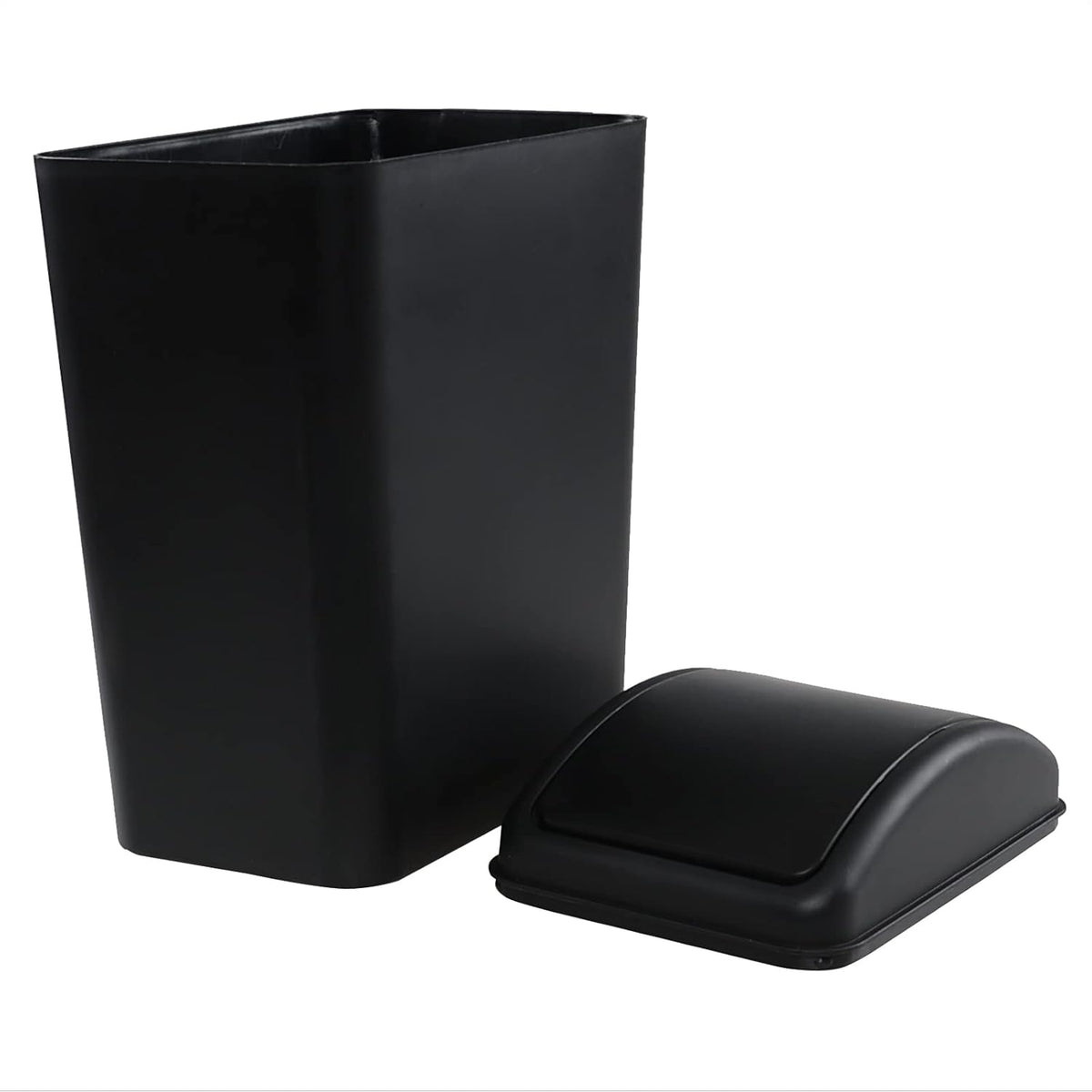 4.5 Gallon Trash Can with Swing Top Lid, Plastic Garbage Bin with Lid, Black, 3-Pack