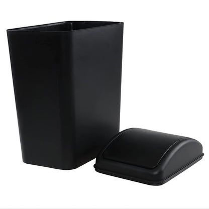 4.5 Gallon Trash Can with Swing Top Lid, Plastic Garbage Bin with Lid, Black, 3-Pack