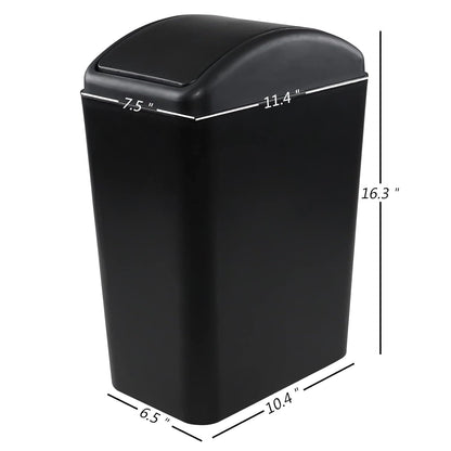 4.5 Gallon Trash Can with Swing Top Lid, Plastic Garbage Bin with Lid, Black, 3-Pack
