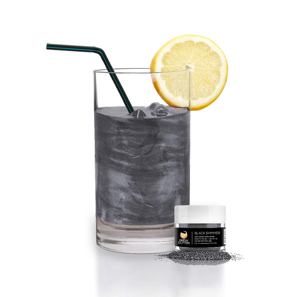 Brew Glitter - Black Shimmer (45g 1x Shaker Jar), Edible Glitter For Drinks, Beer and Cocktail Beverages by Bakell