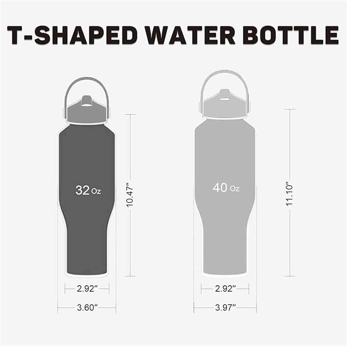 40oz Black Water Bottle Stainless Steel, Keep Cold 24H&Hot 12H, Water Bottle with Straw&Spout Lids, Insulated Water Bottle Double Wall Vacuum