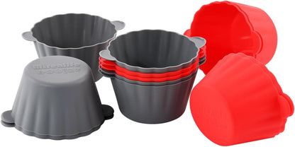 12 Pack Reusable Non-stick Large Silicone Baking Cups, 3.54 Inch Jumbo Silicone Cupcake Liners, Cake Molds with Handles, Large Muffin cups