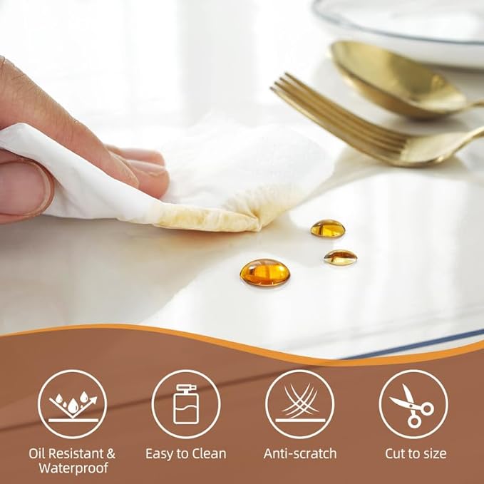 Warmstar Clear Table Cover Protector 34 x 96 Inch,1.5mm Thick Plastic Table Cover Rectangle,PVC Clear Table Protector,Desk Protector Mat for Kitchen, Dresser, Writing Desk，Dining Room Table