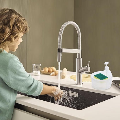 Leafly 2 in 1 Soap Dispenser for Bathroom Accessories Dishwasher Liquid Holder Liquid Dispenser Pump 400 ML with Sponge Holder Kitchen Sink Accessories Items (Multi-Color) (White) (DISHWASH_D)