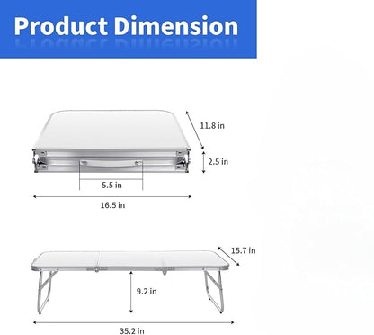 Moosinily Small Camping Table 35.2 inch Folding Picnic Table Foldable Low Camp Table Portable Short Aluminum Outdoor Floor Short Beach BBQ White 35.2×15.7 inch