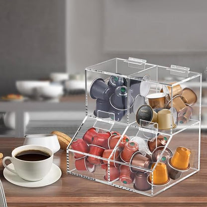 8611 Clear Countertop Storage for Coffee Capsules, Acrylic Holder Organizer, Coffee Filter Holder, Pods Holder for Counter