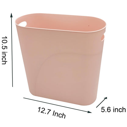 Small Trash Can Plastic Bathroom Wastebasket 3.2 Gallon Slim Garbage Container Bin with Handle for Home Kitchen Bathroom Bedroom Office, 2 Pack, Pink