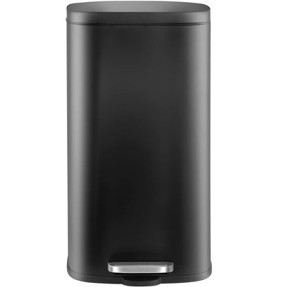 AthLike Trash Can, Stainless Steel Kitchen Garbage Can, Step Waste Bin with Hinged Lid and Removable Inner Bucket, Soft-Close, Dustbin for Bathroom Bedroom Living Room Home (Black, 8 Gal)