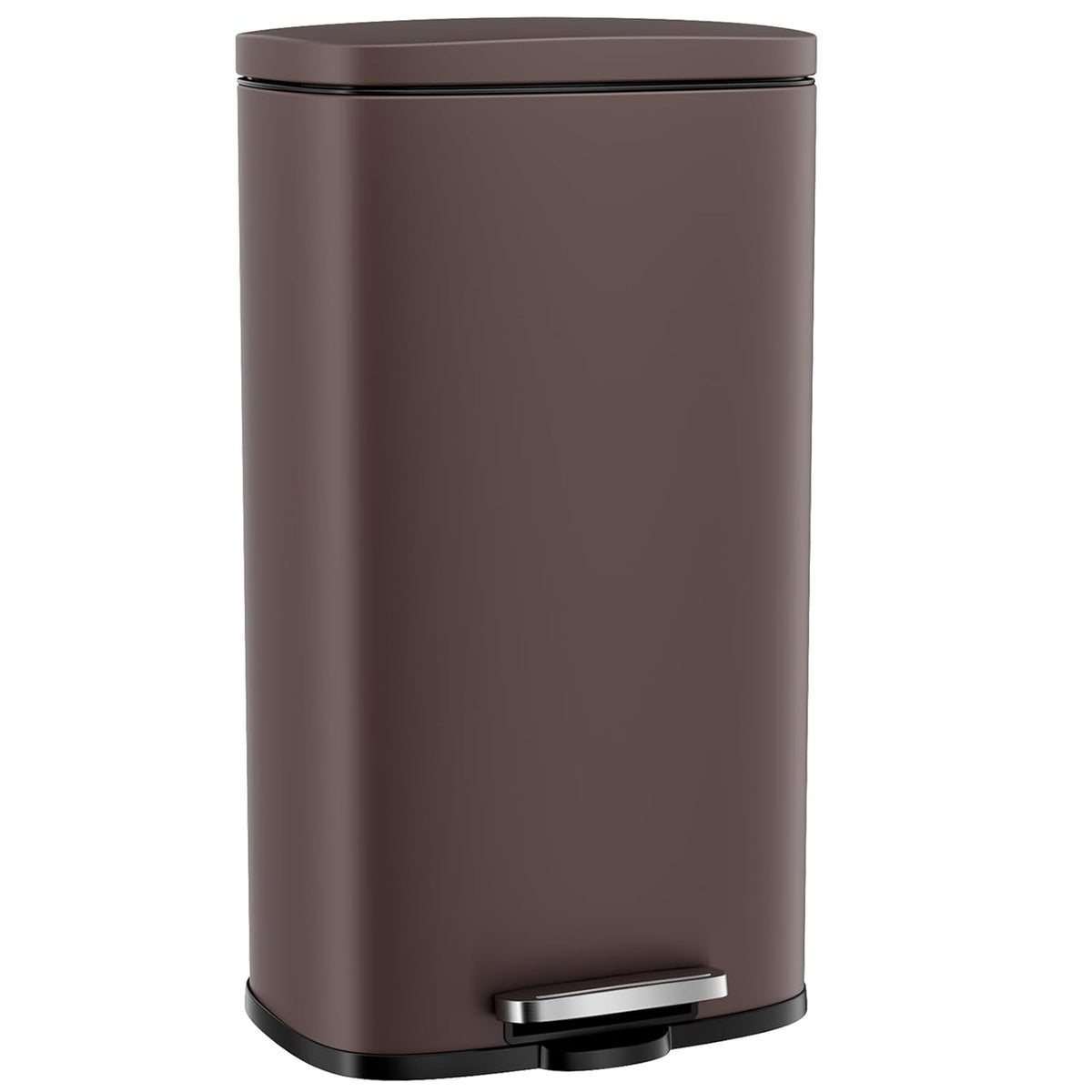 Arlopu 8 Gallon Step Trash Can, Stainless Steel Garbage Bin, Soft-Close Rubbish Bin with Removable Plastic Inner Bucket, Fingerprint-Proof, Lid Dustbin, Suit for Kitchen Home (Brown, 30L)