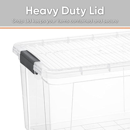 Superio Storage Bins with Lids, Clear Plastic Containers for Organizing, Stackable Totes, BPA Free, Odor Free, Organizer Boxes for Home, and Dorm (2 Pack, 14.25 Qt)
