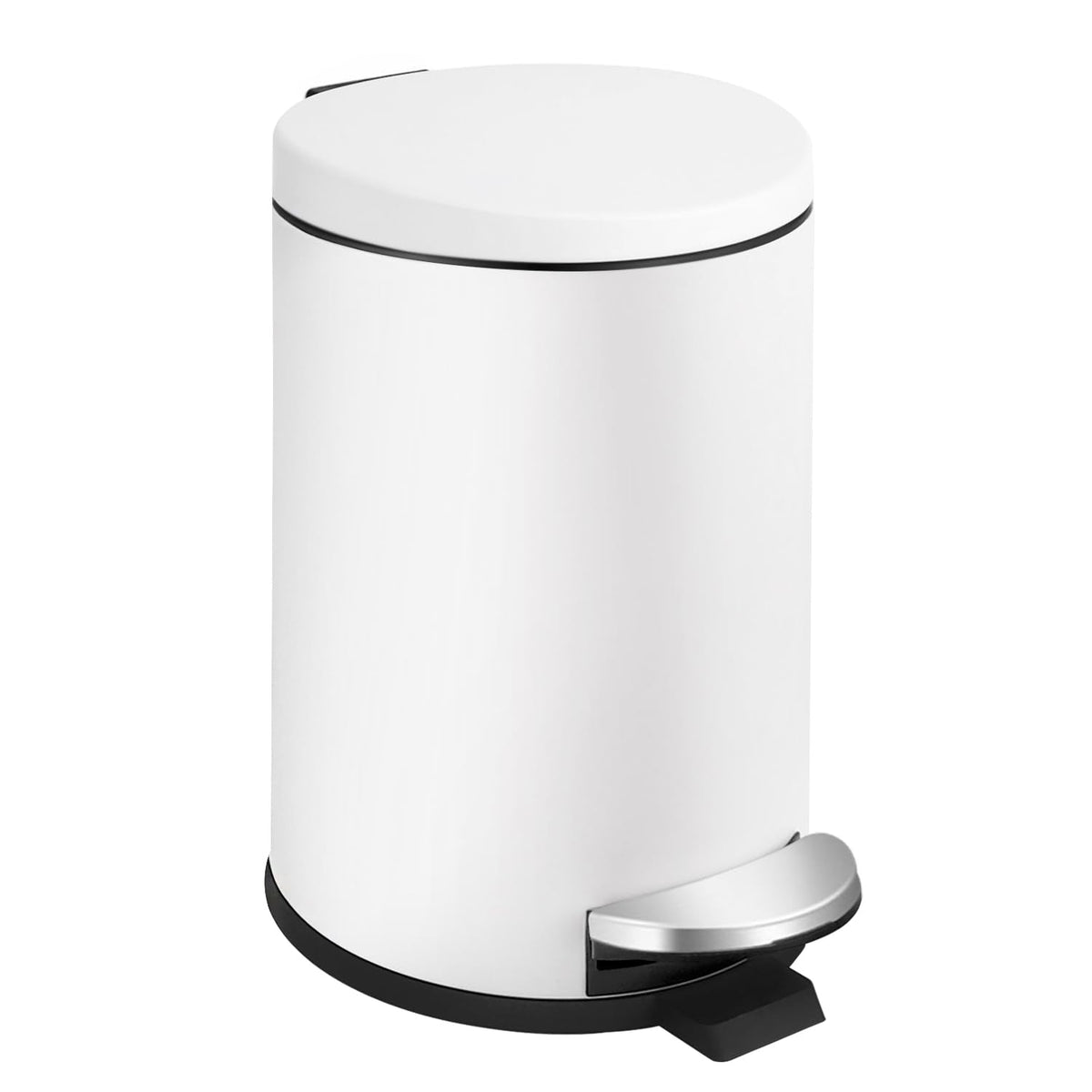 TIPGO Small Trash Can with Lid Soft Close, 4.5 Liters / 1.2 Gallon Bathroom Garbage Can, Mini Step Trash Bin, Stainless Steel Wastebasket for Bathroom, Bedroom, Office (White)