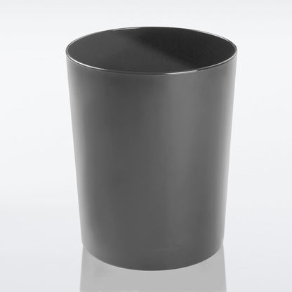 mDesign Round Metal Small 1.7 Gallon Recycle Trash Can Wastebasket, Garbage Container Bin for Bathrooms, Kitchen, Bedroom, Home Office - Durable Stainless Steel - Mirri Collection - Graphite Gray