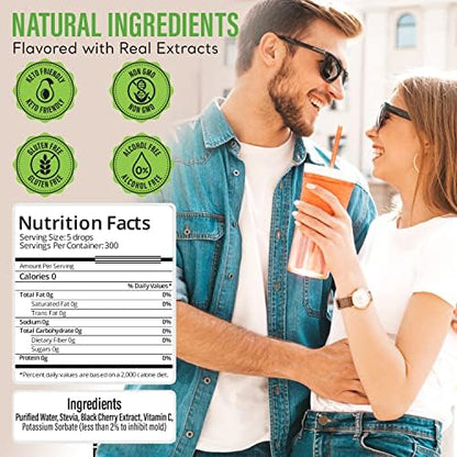 Stevia Select Black Cherry Pure Stevia Liquid - Zero Calorie Sweetener - All Natural Liquid Stevia Extract Flavor Drops - Keto All - Natural sweetener - Keto Sweetener 2 Oz (2 Pack)