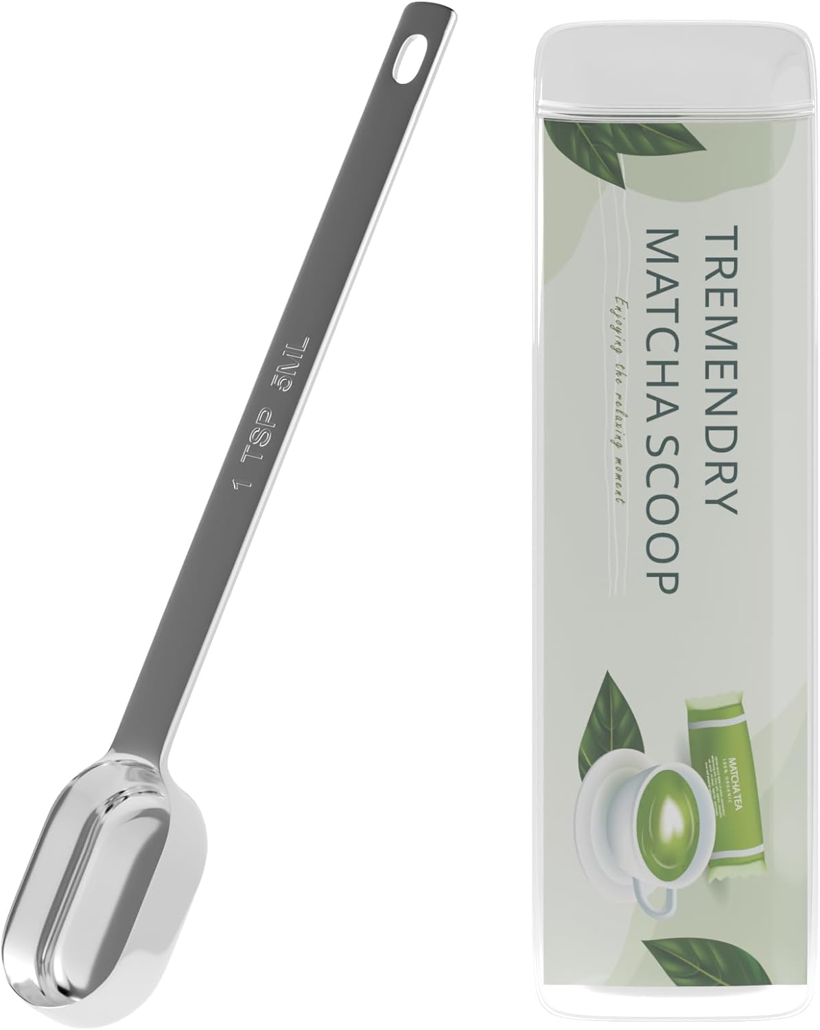 2g (1tsp, 5ml) Matcha Scoop, Stainless Steel Slender Measuring Spoon for Matcha Tea Powder