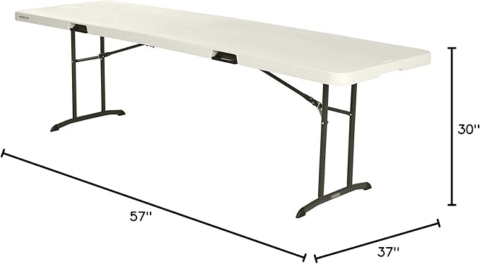 Lifetime 80882 Commercial Fold in Half Table, 8 Feet, 2 Pack, Almond