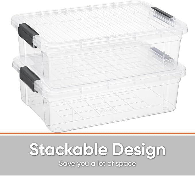 Superio Storage Bins with Lids, Clear Plastic Containers for Organizing, Stackable Totes, BPA Free, Odor Free, Organizer Boxes for Home, and Dorm (4 Pack, 22.75 Qt)