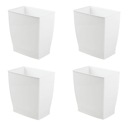 iDesign Small Rectangular Bathroom Trash Cans - Set of 4 - White